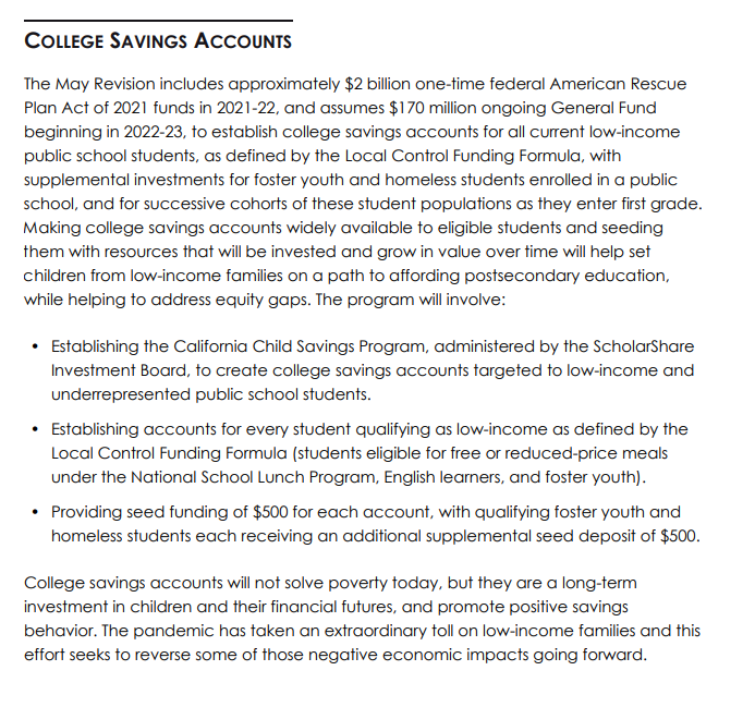 May Revise CSA proposal