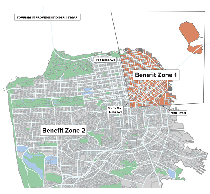 Map of San Francisco with Zones outlined