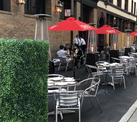 tables in an alley